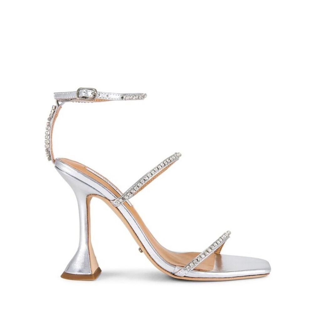 Tony Bianco x Revolve Shy Silver Nappa Metallic Sandals 6.5